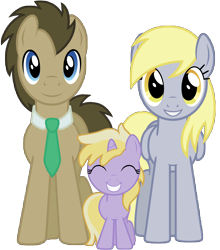 Size: 9672x10984 | Tagged: safe, artist:sirhcx, character:derpy hooves, character:dinky hooves, character:doctor whooves, character:time turner, species:pegasus, species:pony, ship:doctorderpy, absurd resolution, cute, equestria's best mother, family, female, happy, male, mare, necktie, shipping, simple background, smiling, straight, transparent background, underp, vector