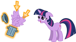 Size: 6008x3329 | Tagged: safe, artist:dharthez, character:twilight sparkle, absurd resolution, alicorn drama, cursor, drama, female, solo, trash can, wings