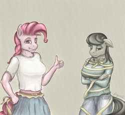 Size: 2500x2300 | Tagged: safe, artist:angerelic, character:octavia melody, character:pinkie pie, species:anthro, breasts, busty octavia, busty pinkie pie, female