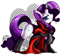 Size: 800x715 | Tagged: safe, artist:paleblank, part of a set, character:rarity, cape, clothing, costume, female, fishnets, halloween, horn ring, leotard, simple background, solo, stockings, transparent background, vampire