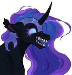 Size: 1030x1080 | Tagged: safe, artist:switchsugar, character:nightmare moon, character:princess luna, species:alicorn, species:pony, g4, fangs, solo