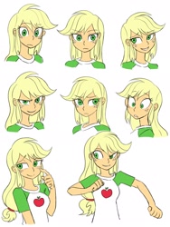 Size: 1536x2048 | Tagged: safe, artist:haibaratomoe, character:applejack, species:eqg human, g4, collage, solo