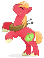 Size: 1201x1590 | Tagged: safe, artist:catwhitney, character:big mcintosh, species:earth pony, species:pony, g4, cute, eyes closed, happy, macabetes, male, rearing, simple background, solo, stallion