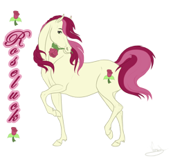 Size: 1220x1130 | Tagged: safe, artist:vanycat, character:roseluck, species:earth pony, species:pony, female, flower, flower in mouth, hoers, mare, mouth hold, realistic, realistic anatomy, realistic horse legs, rose, solo, windswept mane