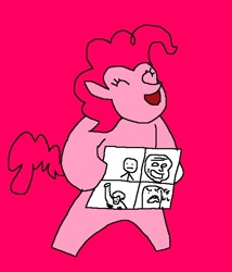 Size: 604x707 | Tagged: safe, artist:pewdie-pinkiepie, character:pinkie pie, 1000 hours in ms paint, female, laughing, meme, ms paint, rage comic, solo, trollface, wat