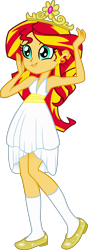 Size: 3010x8547 | Tagged: safe, artist:millennial dan, character:sunset shimmer, my little pony:equestria girls, :d, absurd resolution, clothing, crown, dress, female, happy, simple background, solo, transparent background, vector