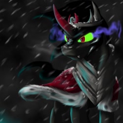 Size: 800x800 | Tagged: safe, artist:artybeat, character:king sombra, male, snow, solo