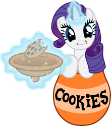 Size: 5272x6000 | Tagged: safe, artist:filpapersoul, character:rarity, absurd resolution, cookie, cookie jar, cookie jar pony, cute, eating, female, food, magic, messy eating, raribetes, simple background, solo, transparent background, vector