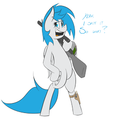 Size: 2000x2000 | Tagged: safe, artist:php120, oc, oc only, oc:sapphire sights, species:pegasus, species:pony, fallout equestria, bipedal, comic, commission, cutie mark, female, gun, hooves, mare, open mouth, optical sight, pipbuck, rifle, simple background, sniper, sniper rifle, solo, speech, talking, teeth, text, transparent background, weapon, wings