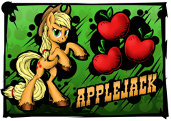 Size: 600x424 | Tagged: safe, artist:sonicpegasus, character:applejack, female, hooves, rearing, solo, unshorn fetlocks