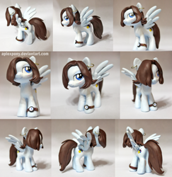 Size: 1770x1820 | Tagged: safe, artist:aplexpony, oc, oc only, oc:bee chalke, species:pegasus, species:pony, blushing, clay, earring, female, figurine, mare, sculpture, solo, watch