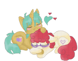 Size: 659x520 | Tagged: safe, artist:flow3r-child, character:snails, character:twist, blushing, cuddling, female, glasses, male, shipping, sleeping, snailstwist, straight