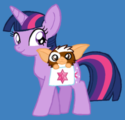Size: 622x598 | Tagged: safe, artist:heartinarosebud, character:gizmo, character:twilight sparkle, crossover, gremlins, mogwai