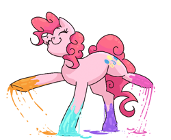 Size: 704x576 | Tagged: safe, artist:idrawweeklypony, character:pinkie pie, female, hoof painting, messy, paint, paint on fur, solo