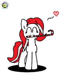 Size: 254x307 | Tagged: safe, artist:chocend, oc, oc only, oc:peppermint pattie, candy cane, eyes closed, heart, solo