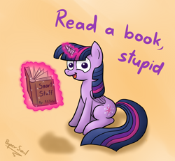 Size: 1300x1200 | Tagged: safe, artist:filpapersoul, character:twilight sparkle, character:twilight sparkle (alicorn), species:alicorn, species:pony, advice, book, female, insult, magic, mare, solo