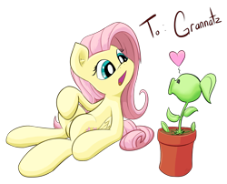 Size: 2709x2185 | Tagged: safe, artist:solipsus, character:fluttershy, cute, peashooter, plant, plants vs zombies, plants vs zombies 2: it's about time, shyabetes