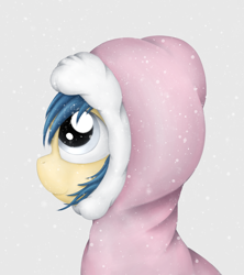 Size: 2975x3350 | Tagged: safe, artist:zirbronium, oc, oc only, clothing, hoodie, snow, snowfall, solo