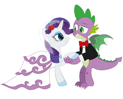 Size: 1280x1024 | Tagged: safe, artist:raggyrabbit94, character:rarity, character:spike, ship:sparity, clothing, dress, female, male, older, shipping, straight, suit, teenage spike, wedding, wedding dress, winged spike, wings
