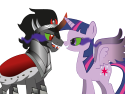 Size: 1024x768 | Tagged: safe, artist:raggyrabbit94, character:king sombra, character:twilight sparkle, character:twilight sparkle (alicorn), species:alicorn, species:pony, ship:twibra, boop, dark magic, female, magic, male, mare, noseboop, shipping, simple background, sombra eyes, straight, transparent background