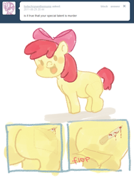Size: 657x874 | Tagged: safe, artist:votum, character:apple bloom, ask apple bloom, knife