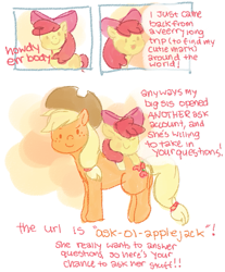 Size: 745x898 | Tagged: safe, artist:votum, character:apple bloom, character:applejack, ask apple bloom