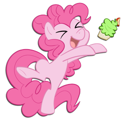 Size: 1015x985 | Tagged: safe, artist:ufocookiez, character:pinkie pie, species:earth pony, species:pony, g4, cupcake, eyes closed, female, mare, simple background, solo, transparent background