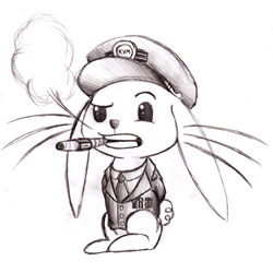 Size: 500x500 | Tagged: safe, artist:lavosvsbahamut, character:angel bunny, cigar, clothing, hat, know your meme, male, randomman, solo