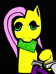 Size: 397x526 | Tagged: safe, artist:trixsun, character:fluttershy, credit card, female, solo, steam (software), steam sale, steam summer sale