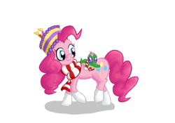 Size: 1050x734 | Tagged: safe, artist:qaxis, character:gummy, character:pinkie pie, boots, clothing, hat, scarf