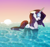 Size: 600x569 | Tagged: safe, artist:radioactive-k, character:rarity, species:pony, species:unicorn, g4, buoyant, female, floating, hawaii, looking back, mare, ocean, profile, solo, sunset, water, wet, wet mane, wet mane rarity