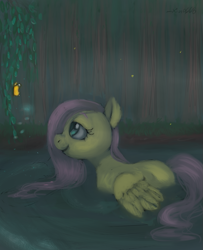 Size: 973x1200 | Tagged: safe, artist:xiao668, character:fluttershy, duck pony, female, solo, swamp, water
