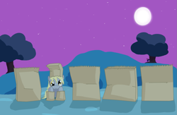 Size: 1271x827 | Tagged: safe, artist:qaxis, character:derpy hooves, character:rarity, species:pegasus, species:pony, clothing, costume, female, mare, paper bag, paper bag wizard, solo, where's waldo
