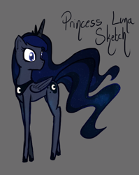 Size: 526x660 | Tagged: safe, artist:zacproductions, character:princess luna, species:alicorn, species:pony, female, simple background, slim, solo, space, thin legs