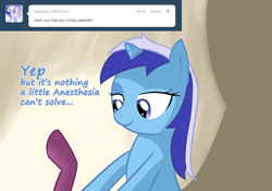 Size: 1000x700 | Tagged: safe, artist:dazko, character:minuette, ask, ask doctor colgate, tumblr