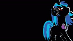 Size: 1920x1080 | Tagged: safe, artist:braukoly, character:dj pon-3, character:vinyl scratch, music, red eyes, wallpaper