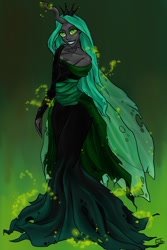 Size: 800x1200 | Tagged: dead source, safe, artist:veritasket, character:queen chrysalis, grin, humanized, smiling