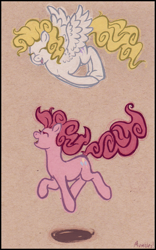Size: 603x967 | Tagged: safe, artist:mumbles, character:pinkie pie, character:surprise, g1, g1 to g4, generation leap, happy