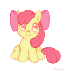 Size: 424x459 | Tagged: safe, artist:mumbles, character:apple bloom, blushing, female, solo
