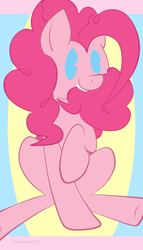 Size: 1090x1900 | Tagged: safe, artist:llamaswithkatanas, character:pinkie pie, species:pony, cute, diapinkes, female, nom, pacman eyes, sitting, solo, tail bite