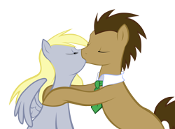 Size: 2228x1649 | Tagged: safe, artist:moostargazer, character:derpy hooves, character:doctor whooves, character:time turner, species:pegasus, species:pony, ship:doctorderpy, female, kissing, male, mare, shipping, straight, wingboner