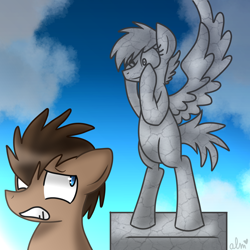 Size: 1000x1000 | Tagged: safe, artist:woogiegirl, character:doctor whooves, character:time turner, doctor who, weeping angel