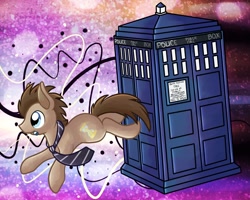 Size: 1280x1024 | Tagged: safe, artist:littlepinkalpaca, character:doctor whooves, character:time turner, doctor who, male, necktie, solo, sonic screwdriver, tardis