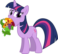 Size: 6806x6327 | Tagged: safe, artist:mehoep, character:twilight sparkle, character:twilight sparkle (unicorn), species:pony, species:unicorn, absurd resolution, apple, carrot, female, food, fruit, gentlemen, grapes, mare, simple background, solo, transparent background, vector, vegetables