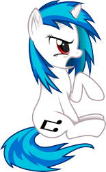 Size: 2859x4604 | Tagged: safe, artist:voaxmasterspydre, character:dj pon-3, character:vinyl scratch, species:pony, species:unicorn, backwards cutie mark, cutie mark, female, hooves, horn, mare, open mouth, simple background, sitting, solo, transparent background, vector