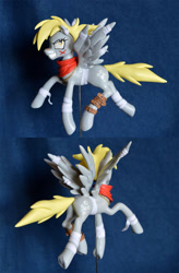 Size: 725x1102 | Tagged: safe, artist:prototypespacemonkey, character:derpy hooves, species:pegasus, species:pony, bandage, craft, defictionalization, epic derpy, female, mare, neckerchief, necklace, reboot, sculpture, sonic boom, underhoof