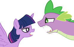 Size: 2975x1919 | Tagged: safe, artist:mishti14, character:spike, character:twilight sparkle, character:twilight sparkle (alicorn), species:alicorn, species:pony, argument, female, looking at each other, mare, older