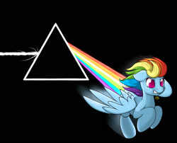 Size: 2000x1612 | Tagged: safe, artist:doomcakes, character:rainbow dash, species:pony, album cover, dash side of the moon, hipgnosis, parody, pink floyd, ponified, ponified album cover, the dark side of the moon