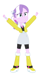 Size: 1398x2316 | Tagged: safe, artist:ponyalfonso, character:diamond tiara, equestria girls:rainbow rocks, g4, my little pony: equestria girls, my little pony:equestria girls, battle of the bands, blue eyes, boots, clothing, ear piercing, earring, female, jewelry, necklace, piercing, raised arms, simple background, solo, tiara, transparent background, vector