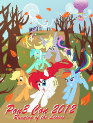 Size: 900x1190 | Tagged: safe, artist:cluttercluster, character:bon bon, character:carrot top, character:derpy hooves, character:golden harvest, character:lyra heartstrings, character:pinkie pie, character:roseluck, character:spike, character:sweetie drops, character:twilight sparkle, species:pegasus, species:pony, big red, female, mare, poster